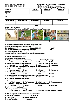 4 Đề thi học kỳ I môn Tiếng Anh Lớp 7 (Thí điểm) - Năm học 2014-2015 - Phòng GD & ĐT Hoài Nhơn